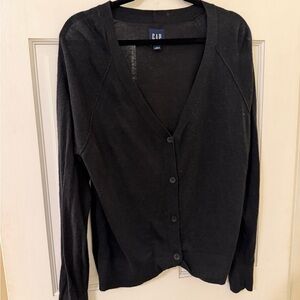GAP Women's Linen Blend Classic Black Cardigan